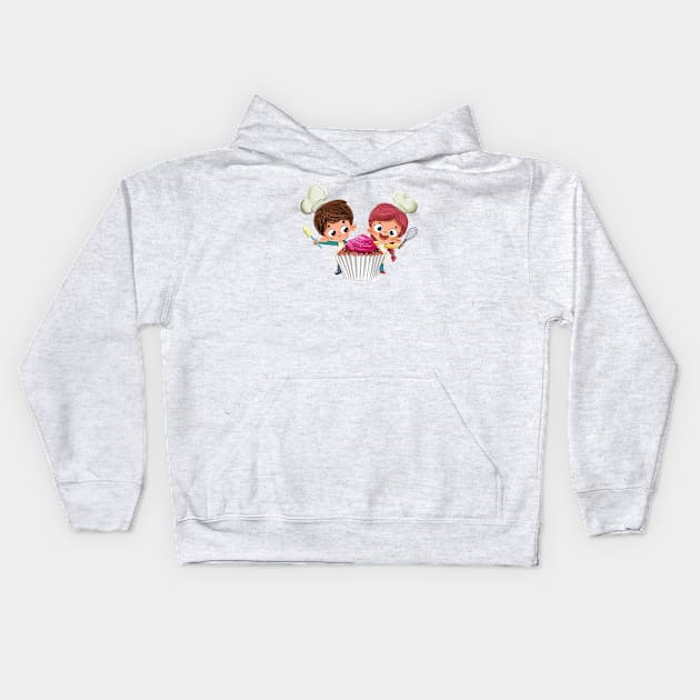 Niños con cupcake fotolia Kids Hoodie by Dibustock